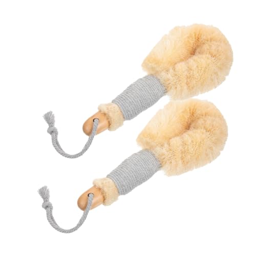 NULYLU 2pièces Brosse Exfoliante Sisal Naturel Avec Manche Pour Gommage Corporel Et Massage Idéale Pour Soins Peau Quotidiens Et Nettoyage