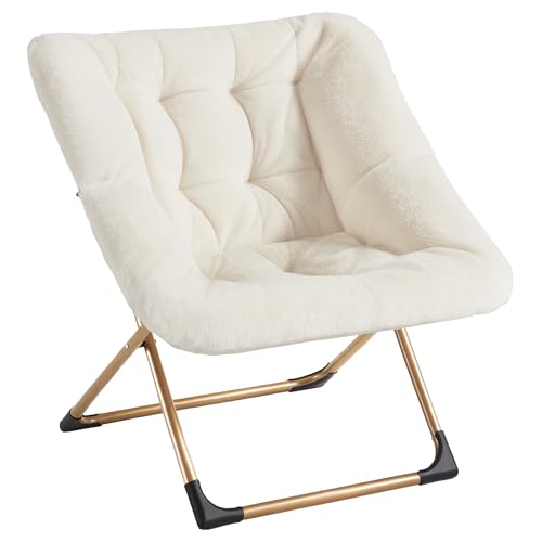 Youtanic Comfy Oversized Saucer Chair, Soft Faux Fur Reading Lounge
