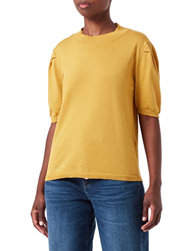 7 For All Mankind Damen Mock Neck Puff Sleeves Cotton Sweater, Gelb, S EU