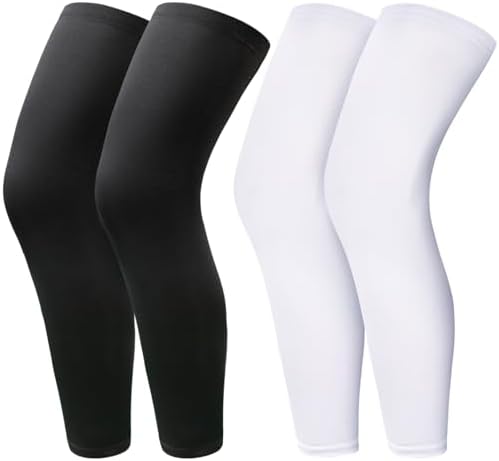 2 Pairs Leg Sleeves,Full Length Leg Compression Sleeve,Sports Long Knee Sleeve with Anti-slip Silicone Strips