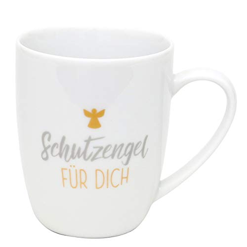 ***Kaffeebecher/Tasse aus Porzellan, Motiv: Schutzengel für dich. Größe H/Ø: 9,8 x 8,2 cm, Fassungsvermögen 250 ml, Spülmaschinengeeignet.