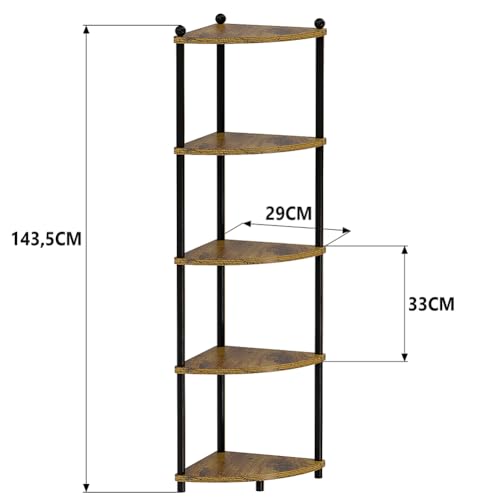 Ruichang EstanterÍa de Esquina de 5 Estantes, Estanteria Esquinera de Madera, Estante Abierto para Cocina Sala de Estar Dormitorio Espacios pequeños Pasillo Oficina - imagen 3