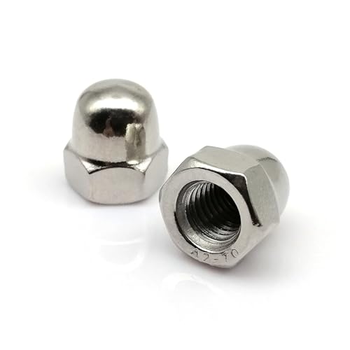 Écrou borgne hexagonal décoratif en acier inoxydable 304 A2-70, 1/2/10/50 pièces, M3/M4/M5/M6/M8/M10/M12/M14/M16, capuchon demi-cercle(10pcs M8)