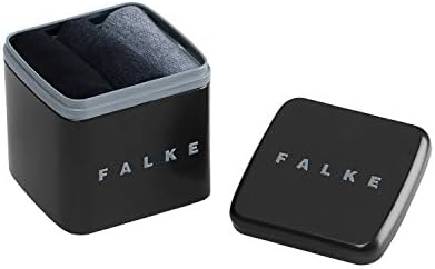 FALKE Men's Happy Box 3-Pack Socks Cotton Black Grey Blue Plain To Wear All Year Round With Casual Or Dress Looks Or At Work Multipack 3 Pairs