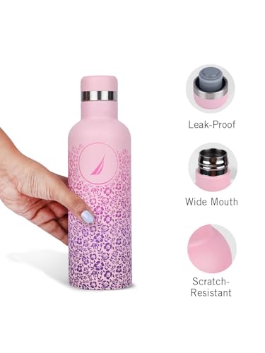 Image of NAUTICA Premium Leak-Proof Insulated Water Bottle - 1pc (Yacht)| 500ml | Stainless Steel Flask with 24 Hours Temperature Retention | Ideal for Travel, Gym, Office Use Oreo Printed-Pink /Purple