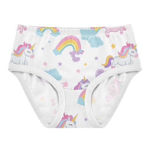 Wusikd Cartoon Unicorns Girls' Underwear Cotton Cute Rainbows Girls Briefs Soft Toddler Underwear 2T