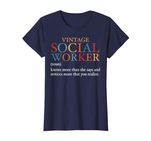 Vintage Social Worker Definition Funny Social Work T-Shirt, Women, Navy Blue, X-Large