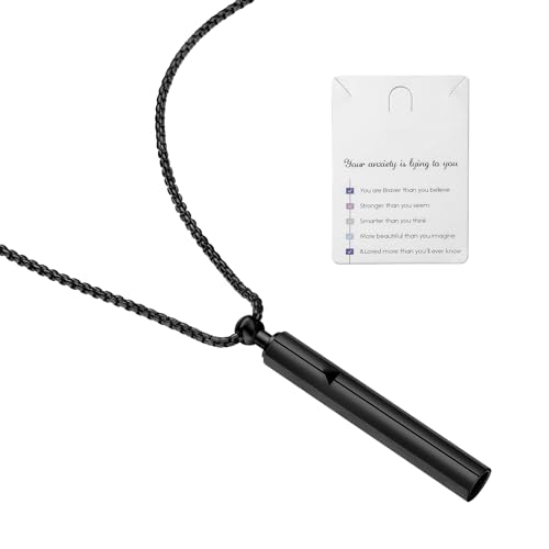 Stainless Steel Anxiety Breathing Necklace, Mindful Breathwork Tool for Stress Relief, Meditation Gifts for Women and Men