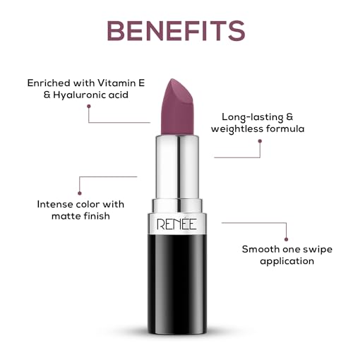 Image of RENEE Stunner Matte Lipstick - Lotus Lady 4gm - Intense Color Pay Off, Full Coverage Long Lasting Weightless Velvety Formula With One Swipe Application - Enriched With Vitamin E & Hyaluronic Acid