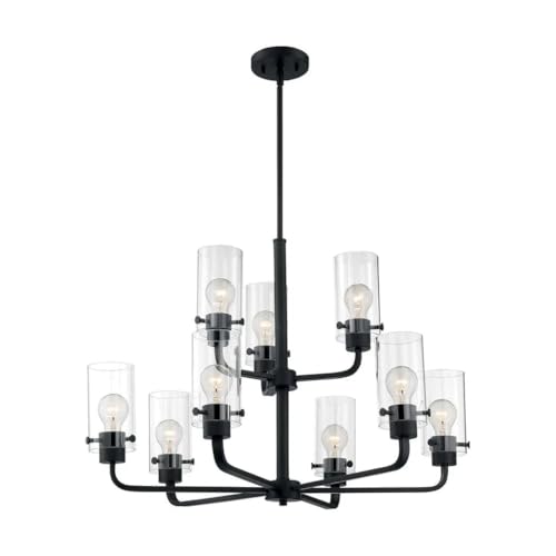 Image of Nuvo 60 /7179 Sommerset 9-Light Chandelier with Clear Glass, Brushed Nickel Finish