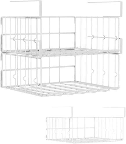 CokBlu キッチン・バスルーム最適!吊り棚兼キャビネット下収納ラック 吊り下げバスケット付き 仕切り設計 積み重ね可能 散らかり防止 整理整頓用多機能収納セット