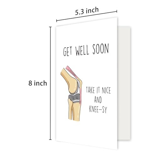 RollupJoy Funny Get Well Soon Knee Card for Friends, After Surgery Recovery Gifts for Women Men, Hilarious Get Better Card for Him Her, Take It Nice and Knee-sy Cards