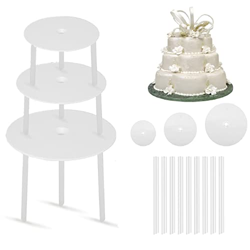 VAIYNWOM Tortenstützen, Wiederverwendbar Tortenständer Kunststoff Kuchenstützen mit Tortenplatte Zur Mehrstöckige Torte Der Hochzeitsgeburtstagsfeier Cover