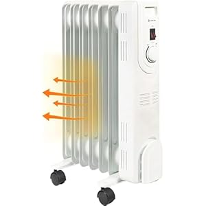 Comfort Zone Electric Oil-Filled Radiant Radiator Space Heater, Never Refill, Adjustable Thermostat, Tip-Over Switch & Overheat Protection System, Ideal for Home, Bedroom, & Office, 1,200W, CZ7007J
