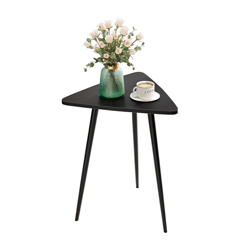SAYGOER Small Black Side Table, Triangle End Table, Modern Narrow Bedside Table for Living Room Bedroom Small Space, Unique Sofa Table Medal Black Frame 13.5" W x 12.3" D x 17.7" H