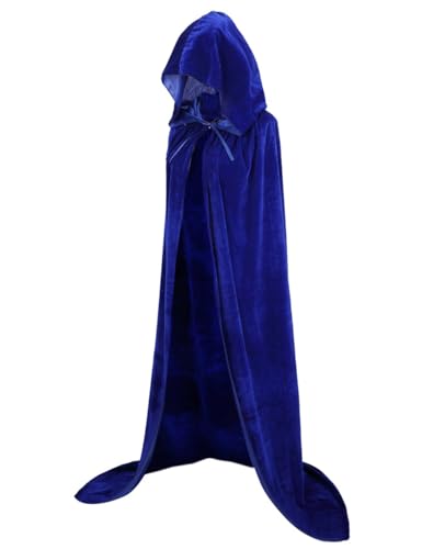 Colorful House Unisex Adult Full Length Velvet Cape with Hood Halloween Christmas Witch Cloak (59" Pure Blue)