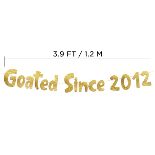 Image of Pre-Strung Goated Since 2012 Gold Glitter Banner - 14th Birthday and Anniversary Decorations for Teen Boys and Girls - Party Supplies and Gifts