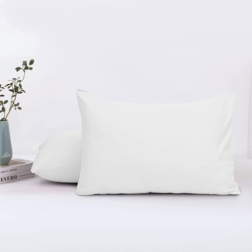 Image of Travel Pillow Case 12x18 Size Pack of 2 Pieces 100% Egyptian Cotton Envelope Closure 500 Thread Count Toddler Pillowcase Fits Up to 12x18, 12x16 or 11x15 White