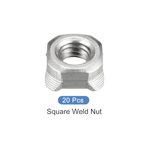 METALLIXITY Vierkantmuttern (M8 x 1,25 mm) 20 Stück, Karbonstahl Schweißmutter - für landwirtschaftliche Maschinen, Rohrmöbel