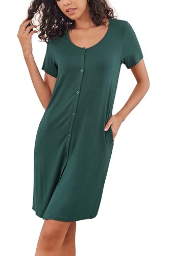 Ekouaer Camisón para Mujer Camisón de Invierno con Cómodo Pijama Amplio Unita Homewear S-XXL