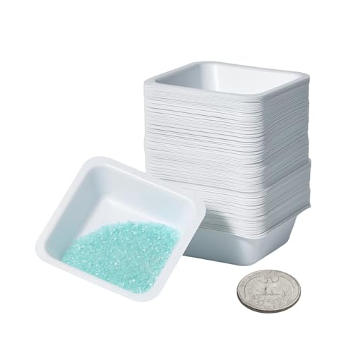 BKMLAB Weigh Boats 100ml Medium (125 Pack), Plastic Weighing Trays, Anti-Static Plastic Square Pour Boats for Powder Weighing, Epoxy Mixing, Liquid Measuring, Lab Grade Weight Dishes