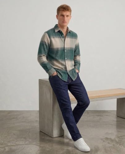 Image of DEEMOON Men's Premium Cotton Blend Printed Checkered Shirt | Full Sleeve Plaid Casual Button-Down Shirt | Soft & Comfortable Regular Fit | Office, Travel & Everyday Wear