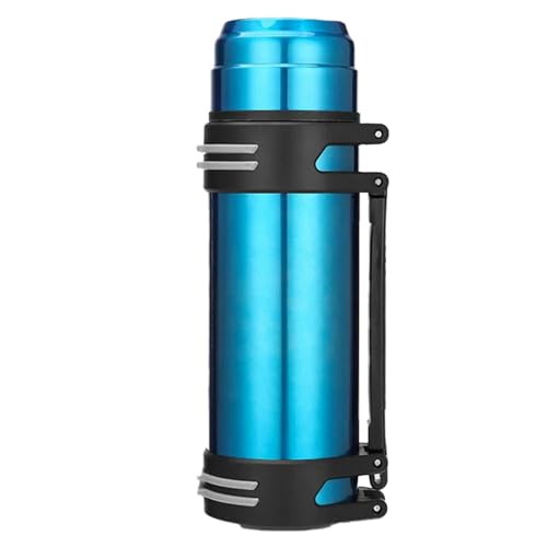 Baxnore Borraccia termica da 2,5 l in acciaio inossidabile, borraccia termica isolata, brocca da viaggio a bocca larga con manico per campeggio, sport e edilizia (Blu)