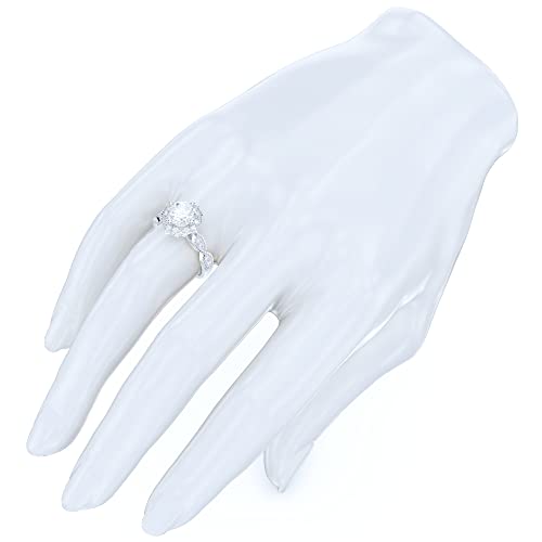 Prstani Solid Sterling Silver Fancy Vintage Milgrain 1.5Ct Round Brilliant Cut Genuine Moissanite Halo Promise Engagement Ring (8) #TOP5