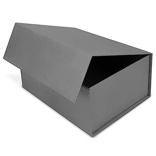 Verpackungswelt Geschenk-Box mit Deckel | 45 x 35 x 20 cm | Magnet-Verschluss | Hochzeit, Geburt, Weihnachten | Geschenk-Verpackung in Grau