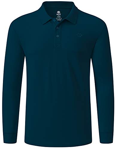 MoFiz Polo Homme Shirt Manche Longue Coton Sport Polo Respirant Tennis Golf Tops Vert Foncé M Cover