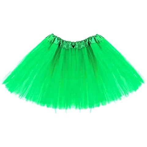 REETAN Christmas Tutu Skirts Xmas 4 Layered Tulle Tutus Santa Ballet Dance Costume for Women(Green) Cover