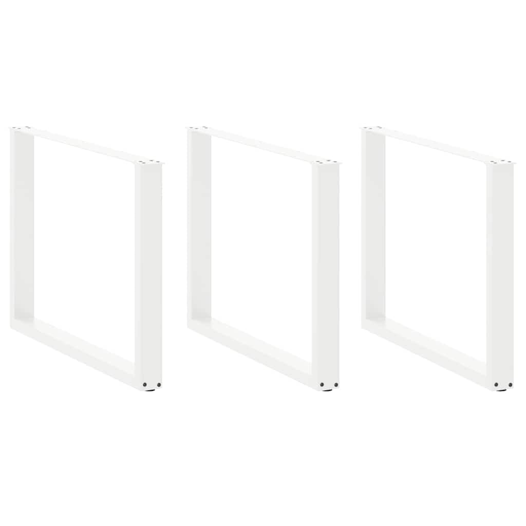 SXZenSpace White U-Shaped Dining Table Legs Set of 3 Steel 100 x 72-73 cm Adjustable Feet Modern Design Heavy Duty Support for Kitchen, Office Desk or Breakfast Bar