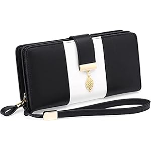 GOIACII Women’s WalletLarge Capacity RFID Blocking Women’s Leather Wallet Detachable Wristlet Women’s Zipper Wallet Multiple Card SlotsLarge Wallet