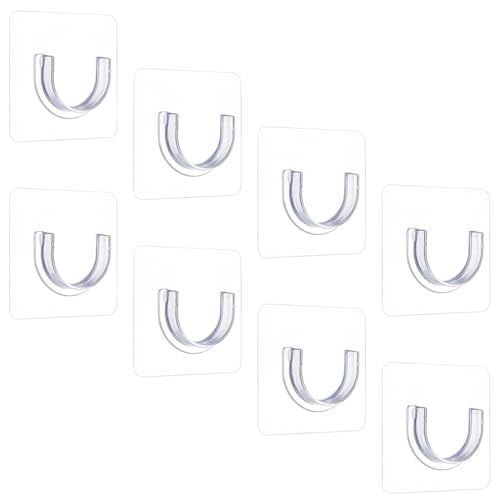 8 Soportes de Barra de Cortina Adhesivo,Soporte para Barra de Ducha,Soporte de Barras Cortina Ducha Montado en Pared Instalación sin Taladros, Adhesivos Herramienta de Sujeción de Pared