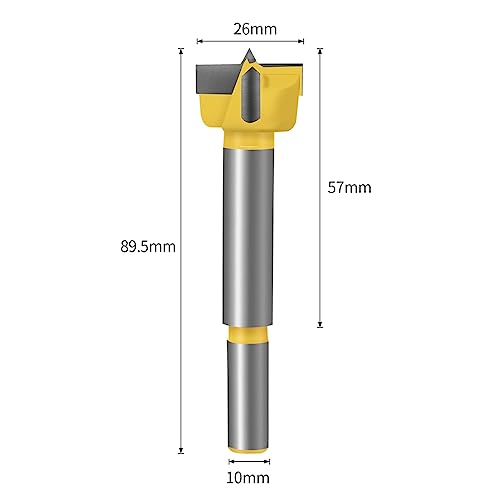 Meccion Carbide Forstner Drill Bit Wood Hole Cutter, Professional Woodworking Hole Saw Boring Bit (26mm), Yellow - Image 2
