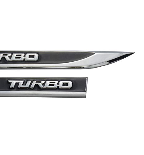 2Pcs Turbo Car Emblems, 3D Metal Car Side Fender Rear Trunk Emblem Badge Sticker Decals Replacement For Universal Car (Chrome/Black) #TOP1
