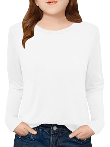 Girls Crew Neck Long Sleeve Shirts Trendy Cute Youth Tops Kids Fall Back to School Clothes