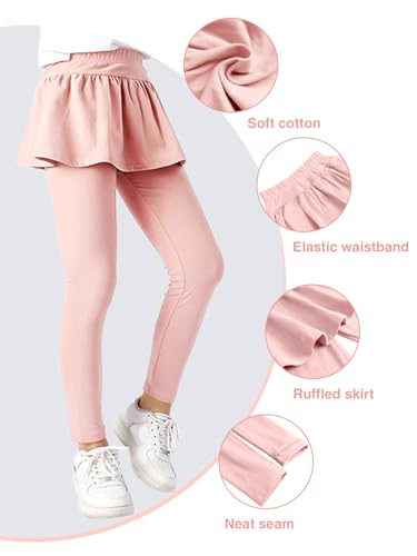 LOLANTA Girls Leggings with Skirt School Uniform Pants Kids Casual Stretchy Pleated Pantskirt for 5-12 Years2