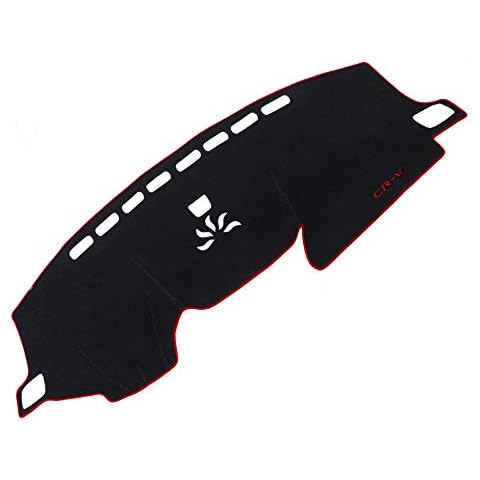 Leegi CRV Dash Mat Protector Sunshield Cover Carpet Flannel Custom Fit Dashboard Cover Fit for 2017 2018 2019 Honda CRV,Black with Red Cover