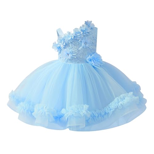 Ibakom Baby Flower Girl One Shoulder Formal Dress Sky Blue 5-6 Years #TOP30
