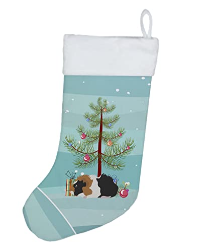 Caroline's Treasures CK4438CS Abyssinian Guinea Pig Merry Christmas Christmas Stocking Fireplace Hanging Stockings Christmas Season Party Decor Family Holiday Decorations