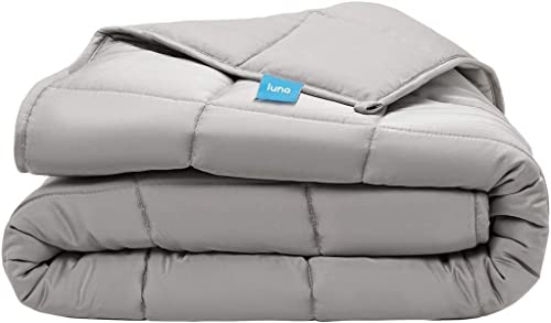Luna [Cooling Silky Bamboo Weighted Blankets For Kids] 100% Lyocell Premium Quality Weighted Cooling Blanket | Breathable All Season Calming Blanket For Kids [10Lbs - Twin - 41" X 60"] [Light Grey] #TOP1