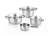 BRA Master | Batería de cocina 7 piezas, Acero Inoxidable 18/10, Sin Antiadherente, Mango recubierto de Silicona, Apto para todo tipo de cocinas, Incluida Inducción