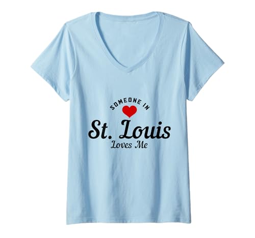 Womens Someone in St. Louis Missouri Loves Me Pride Vintage V-Neck T-Shirt