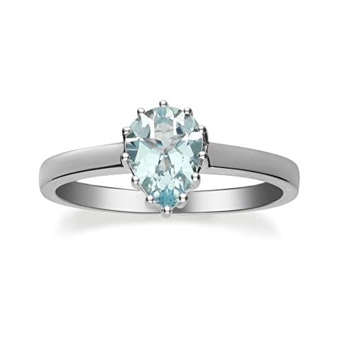 Anillo de promesa Gin & Grace Oro blanco 10K Aguamarina Natural Cover