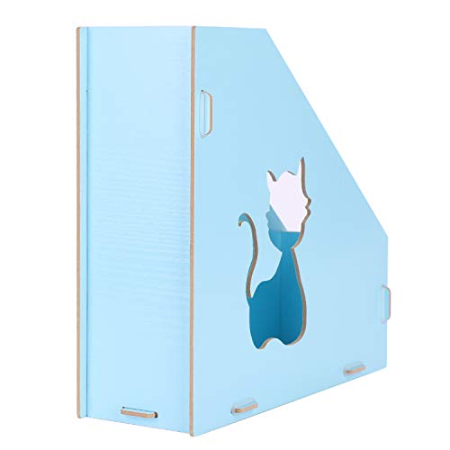 Wooden Desktop File Organizer Basket, Office/Home Supplies Portable Vertical Upright DIY Hollow Cat Storage Bins Crate Folder Holder - Thumbnail 4