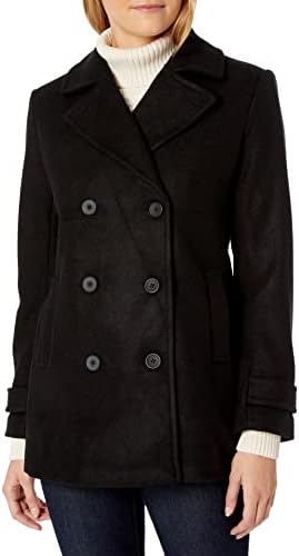 Amazon Essentials Women's Long-Sleeve Plush Peacoat, Black, Small