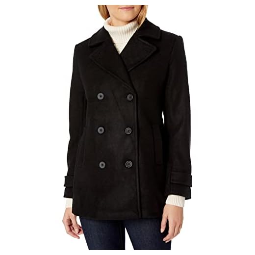 Amazon Essentials Women's Long-Sleeve Plush Peacoat, Black, Small