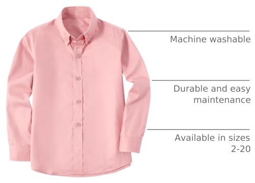 Image of DHTS Boys' Dress Shirts Toddle Boy Long Sleeve Uniform Shirt for Kids