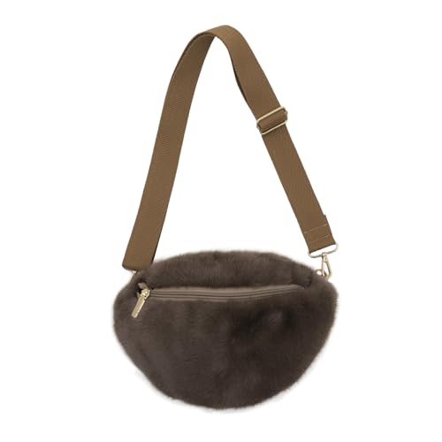 Fuzzy Fanny Pack for Women Faux Fur Belt Bum Bag Small Casual Crossbody Purse Waist Packs Leopard Print Travel Bags